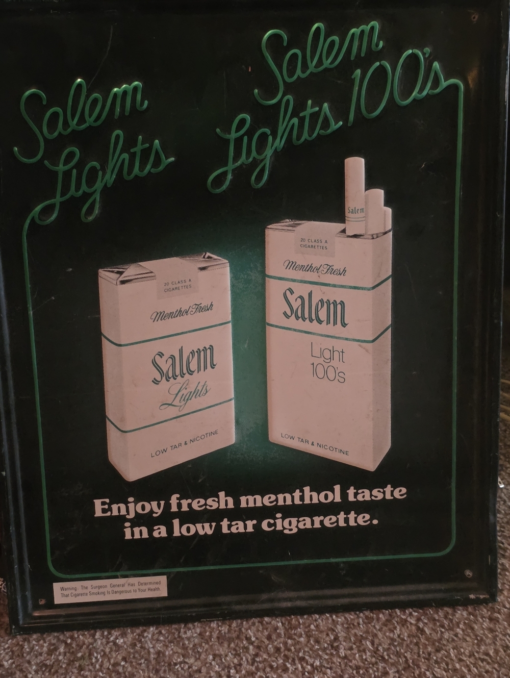 Salem Lights And Light 100's Menthol Vintage Sign